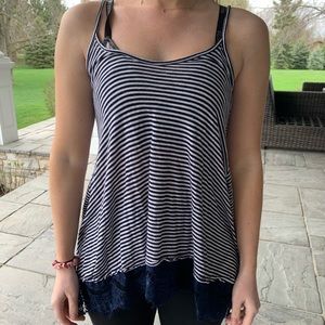 STRIPED BLUE LACY BOTTOM TANK
